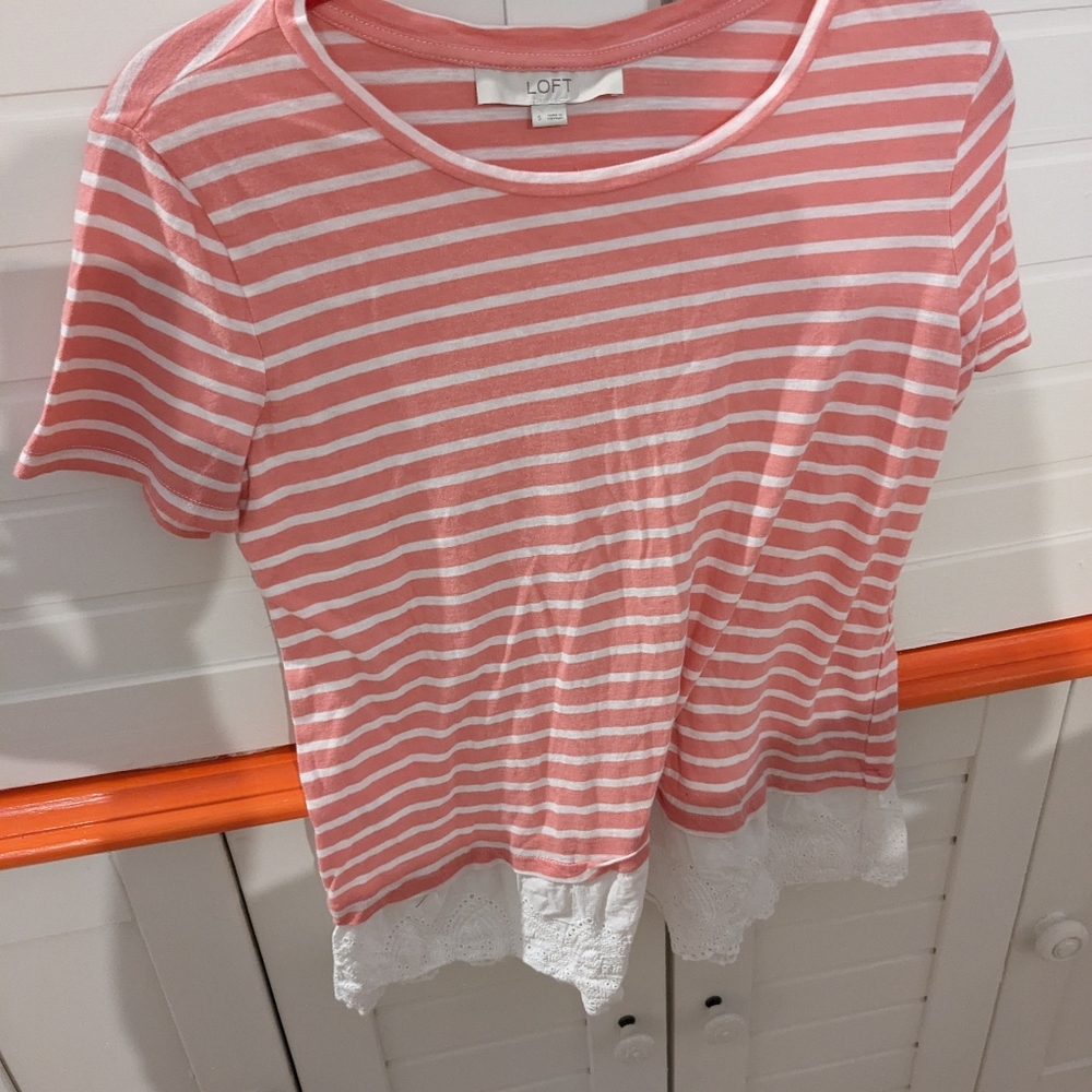 Loft pink and white shirt